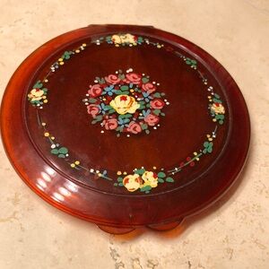 Vintage Lucite Floral Compact